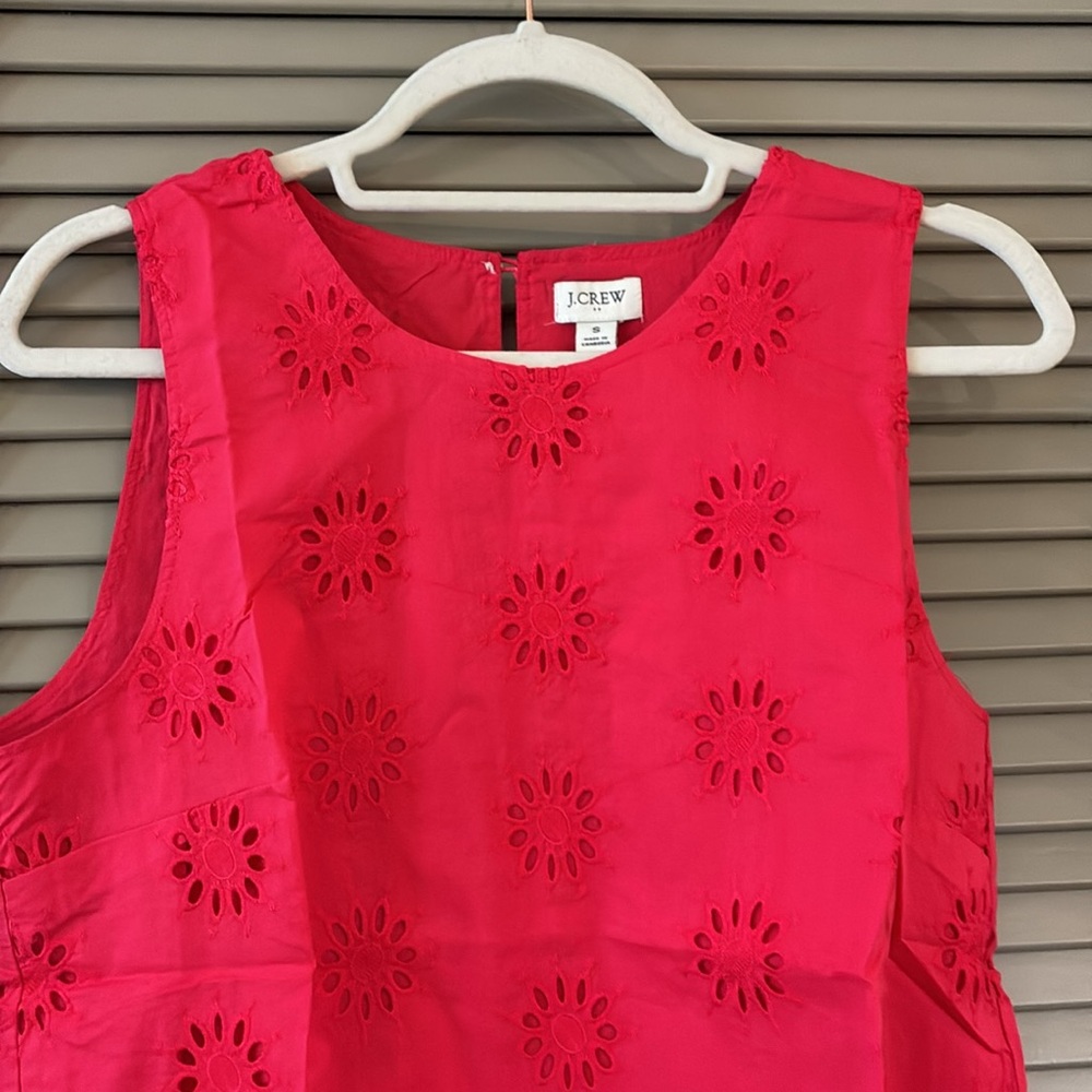 NWT J. Crew Eyelet Shell Top Bright Rose Sz S - Picture 3 of 6